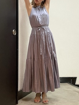 「dazzlin（ダズリン）のシャイニーティアードフレアワンピース（ワンピース、ブルー系）」を使った、natsumiさん（レディース・158cm）の冬コーディネート