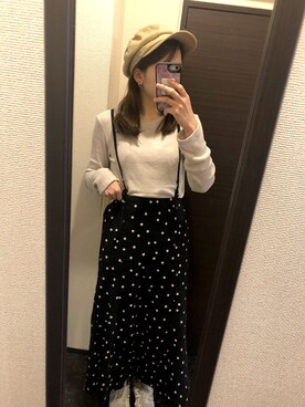 「LOWRYS FARM（ローリーズファーム）のアイテム（キャスケット）」を使った、まままさん（レディース・156cm）の春コーディネート