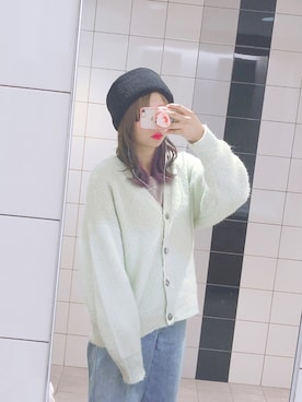 「UNIQLO（ユニクロ）のハイライズワイドストレートジーンズ（デニムパンツ）」を使った、oyu.さん（レディース・165cm）の冬コーディネート