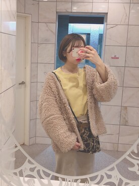 「カラースウェット」｜「アイテム（その他アウター）」を使った、oyu.さん（レディース・165cm）の冬コーディネート