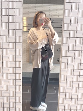 「yellow」｜「アイテム（ノーカラージャケット）」を使った、oyu.さん（レディース・165cm）の夏コーディネート