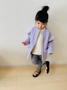 「apres les cours（アプレレクール）のアイテム（その他アウター）」を使った、a.r_sさん（キッズ・110cm）の冬コーディネート