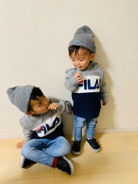 「StompStamp（ストンプスタンプ）のアイテム（トップス）」を使った、a.r_sさん（キッズ・120cm）の冬コーディネート