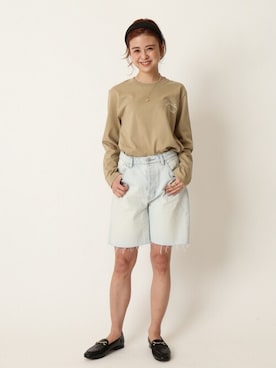 「アイテム（カチューシャ、パープル系）」を使った、Moeさん（レディース・161cm）の春コーディネート