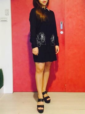 「アイテム（シャツワンピース）」を使った、7crashさん（レディース・170cm）の冬コーディネート