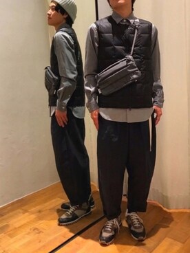 「Johnbull Private labo（ジョンブルプライベートラボ）のアイテム（ダウンベスト）」を使った、fu_kuさん（メンズ・169cm）の秋コーディネート