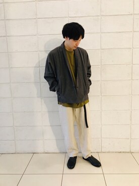 「Johnbull Private labo（ジョンブルプライベートラボ）のアイテム（スリッポン）」を使った、fu_kuさん（メンズ・169cm）の春コーディネート