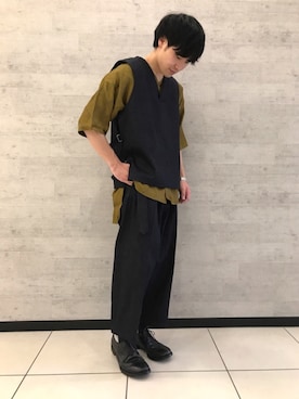 「Johnbull Private labo（ジョンブルプライベートラボ）のアイテム（ベスト）」を使った、fu_kuさん（メンズ・169cm）の春コーディネート