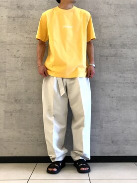 「Johnbull Private labo（ジョンブルプライベートラボ）のアイテム（サンダル）」を使った、fu_kuさん（メンズ・169cm）の春コーディネート