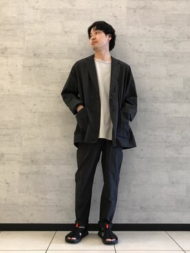 「Johnbull Private labo（ジョンブルプライベートラボ）のアイテム（サンダル）」を使った、fu_kuさん（メンズ・169cm）の夏コーディネート