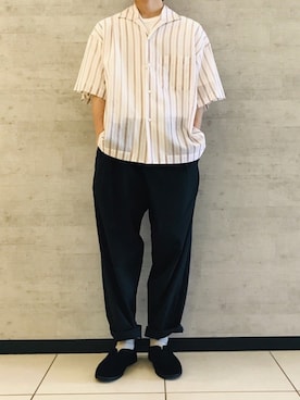 「Johnbull Private labo（ジョンブルプライベートラボ）のアイテム（スリッポン）」を使った、fu_kuさん（メンズ・170cm）の夏コーディネート