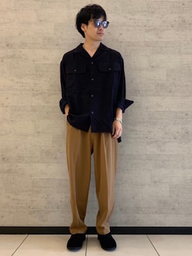 「Johnbull Private labo（ジョンブルプライベートラボ）のアイテム（スリッポン）」を使った、fu_kuさん（メンズ・169cm）の夏コーディネート