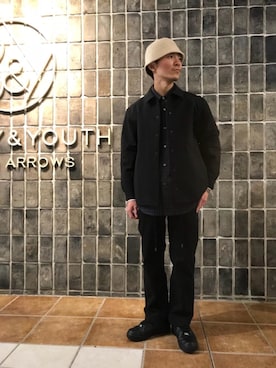 「Snow Peak（スノーピーク）のアイテム（ブルゾン）」を使った、杉山　修一朗さん（メンズ・168cm）の冬コーディネート