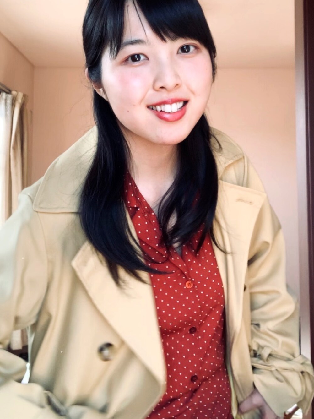 「Honeysのアイテム（ワンピース、オレンジ系）」を使った、hideあやさん（レディース・150cm）の冬コーディネートの1枚目の写真