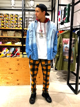 「WHITELAND（ホワイトランド）のアイテム（キャップ）」を使った、タグチ　ユータさん（メンズ・187cm）の秋コーディネート