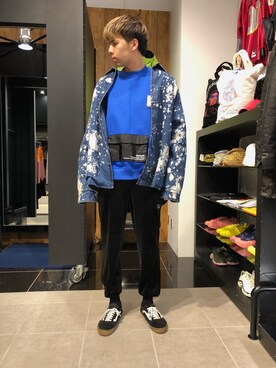 「DANKE SCHON（ダンケシェーン）のアイテム（スウェット）」を使った、タグチ　ユータさん（メンズ・187cm）の冬コーディネート