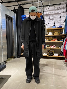 「WHITELAND（ホワイトランド）のWHITELAND/ホワイトランド/Stitch coat/ステッチコート（ステンカラーコート）」を使った、タグチ　ユータさん（メンズ・187cm）の春コーディネート