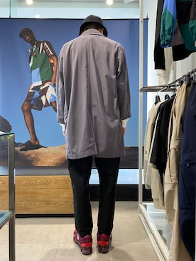 「WHITELAND（ホワイトランド）のWHITELAND/ホワイトランド/Stitch coat/ステッチコート（ステンカラーコート）」を使った、タグチ　ユータさん（メンズ・187cm）の春コーディネート