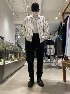 「WHITELAND（ホワイトランド）のWHITELAND/ホワイトランド/リネンシャツ（シャツ/ブラウス）」を使った、タグチ　ユータさん（メンズ・187cm）の春コーディネート