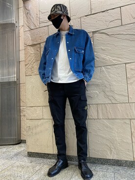 「DANKE SCHON（ダンケシェーン）のアイテム（帽子）」を使った、タグチ　ユータさん（メンズ・187cm）の冬コーディネート