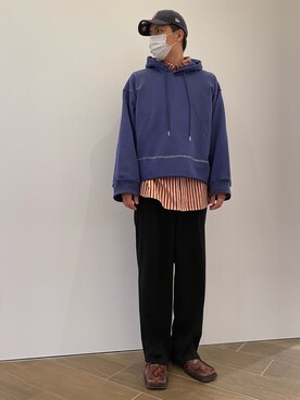 「DANKE SCHON（ダンケシェーン）のアイテム（パーカー）」を使った、タグチ　ユータさん（メンズ・187cm）の冬コーディネート