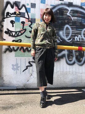 「キュロットパンツ」｜「アイテム（ジャケット/アウター）」を使った、OKUDAさん（レディース・160cm）の冬コーディネート