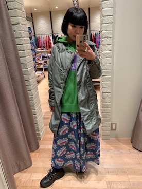 「ミリタリーコーデ」｜「アイテム（ナイロンジャケット）」を使った、OKUDAさん（レディース・161cm）の秋コーディネート