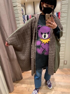 「ミリタリーコーデ」｜「アイテム（ポンチョ）」を使った、OKUDAさん（レディース・161cm）の秋コーディネート