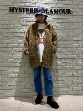 「ロングジャケット」｜「アイテム（ブルゾン）」を使った、OKUDAさん（レディース・161cm）の冬コーディネート