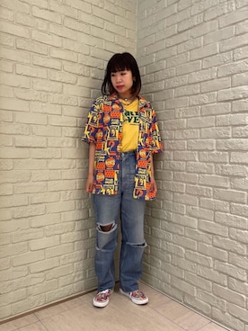 「半袖シャツ」｜「アイテム（雑貨/ホビー）」を使った、OKUDAさん（レディース・161cm）の春コーディネート