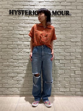 「半袖シャツ」｜「アイテム（雑貨/ホビー）」を使った、OKUDAさん（レディース・161cm）の春コーディネート