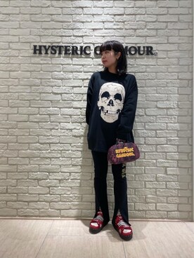 「HYSTERIC GLAMOUR（ヒステリックグラマー）のDIZZY&MILKY フレアパンツ（その他パンツ）」を使った、OKUDAさん（レディース・161cm）の秋コーディネート