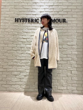 「ロンt」｜「アイテム（ノーカラーコート）」を使った、OKUDAさん（レディース・161cm）の秋コーディネート