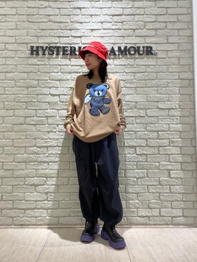 「ﾋﾞｯｸﾞｼﾙｴｯﾄ」｜「アイテム（スウェット）」を使った、OKUDAさん（レディース・161cm）の春コーディネート