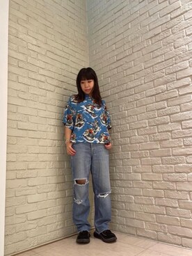 「ﾋﾞｯｸﾞｼﾙｴｯﾄ」｜「アイテム（パンツ）」を使った、OKUDAさん（レディース・161cm）の夏コーディネート