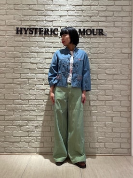 「ワイドパンツ 」｜「アイテム（デニムジャケット）」を使った、OKUDAさん（レディース・161cm）の春コーディネート