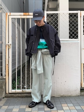 「blohm」｜「アイテム（ブルゾン）」を使った、く　　　　　にさん（メンズ・168cm）の春コーディネート