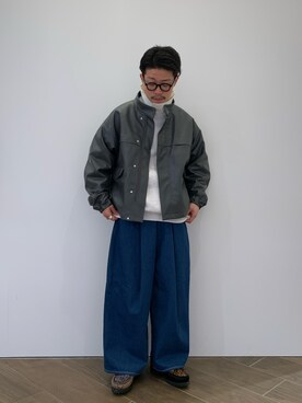 「Toironier（トワロニエ）のアイテム（ブルゾン）」を使った、く　　　　　にさん（メンズ・168cm）の春コーディネート