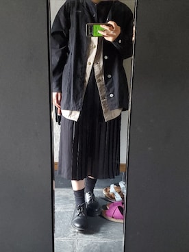 「ニコアンド」｜「アイテム（ノーカラージャケット）」を使った、れいさん（レディース・151cm）の春コーディネート