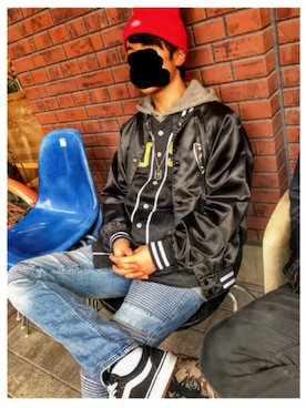 「お洒落さんと繋がりたい」｜「アイテム（スタジャン）」を使った、CRAZYBOYさん（メンズ・178cm）の春コーディネート