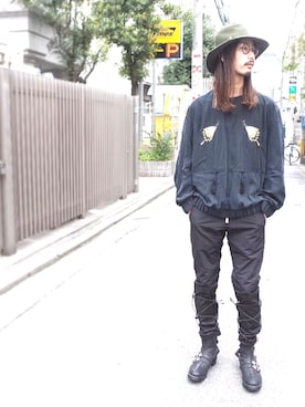 「Azuma.（アズマ）のアイテム（パンツ）」を使った、DJ OGANIKさん（メンズ・178cm）の冬コーディネート