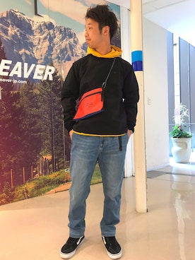 「Gramicci（グラミチ）のアイテム（パーカー）」を使った、しょーまさん（メンズ・169cm）の春コーディネート