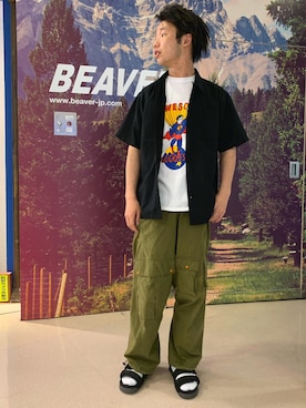 「FUNG（ファング）のアイテム（トップス）」を使った、しょーまさん（メンズ・169cm）の夏コーディネート