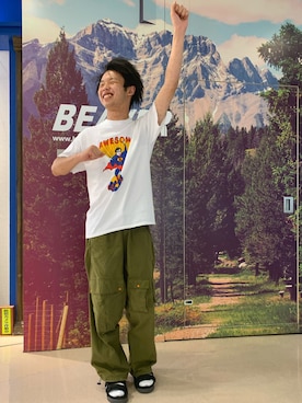 「FUNG（ファング）のアイテム（トップス）」を使った、しょーまさん（メンズ・169cm）の夏コーディネート