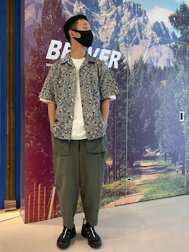 「and wander（アンドワンダー）のアイテム（スニーカー）」を使った、しょーまさん（メンズ・169cm）の夏コーディネート