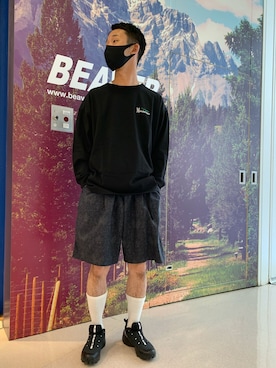 「and wander（アンドワンダー）のアイテム（スニーカー）」を使った、しょーまさん（メンズ・169cm）の夏コーディネート