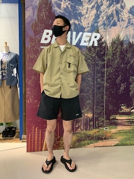 「MANASTASH（マナスタッシュ）のMANASTASH/マナスタッシュ　HEMP SHORTS for BEAVER ヘンプショーツフォービーバー（その他パンツ）」を使った、しょーまさん（メンズ・169cm）の夏コーディネート