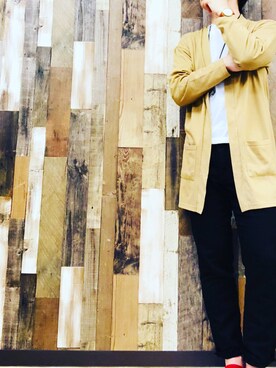 「WEGO（ウィゴー）のWEGO/アンサンブル無地カーディガン（カーディガン/ボレロ、ベージュ系）」を使った、takahiro.shishidoさん（メンズ・170cm）の春コーディネート