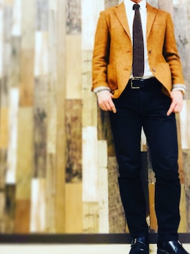 「UNIQLO（ユニクロ）のアイテム（ジャケット/アウター、ブラウン系）」を使った、takahiro.shishidoさん（メンズ・170cm）の春コーディネート