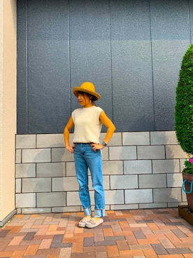 「夏秋ミックス」｜「アイテム（ベスト）」を使った、nneさん（レディース・161cm）の夏コーディネート